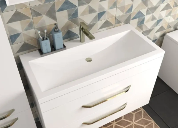 Раковина/умывальник Эстет Monaco 100, 1000х480х135 мм, встраиваемая сверху, прямоугольная, литьевой мрамор, цвет белый, с отверстием под смеситель, без слив-перелива, умывальник