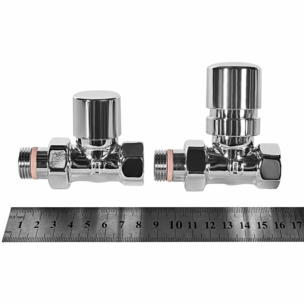 Комплект клапанов термостатических STOUT Design цвет хром, прямой 1/2" для радиатора отопления