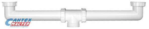 Сточное соединение Ду40 для сдвоенной раковины, L=160-510, HL 22