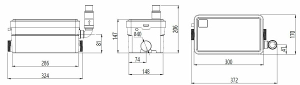 Насос Unipump Sanivort 255 M (9м) для раковины/душа, канализационная насосная (станция) установка с измельчителем, санитарный, для канализации 60403