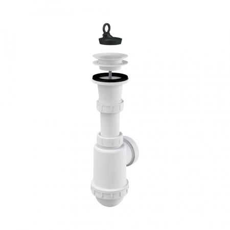 Сифон для мойки AlcaPlast A442 бутылочный 1 1/2х40/50 c пластмассовой решеткой Ø70 белый, полипропилен A442-DN50/40