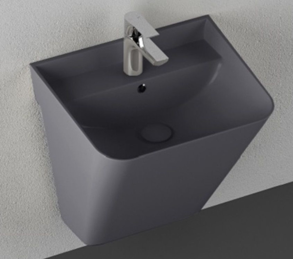 Раковина-моноблок ISVEA Sott’Aqua 10SQ37002SV-2C 50х51,5х42 подвесная, прямоугольная, керамическая/фарфоровая, цвет антрацит матовый, с отверстием под смеситель, слив-перелив