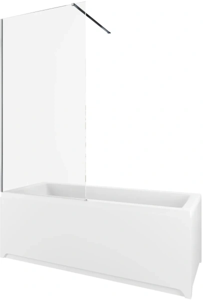 Шторка на ванну Allen Brau Infinity 3 универсальная, размер 825х1600 мм, закаленное стекло 8 мм, фиксированная, стекло прозрачное, профиль серебро браш 