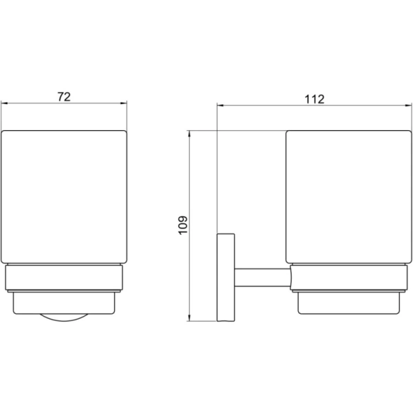 Стакан с держателем Aquatek Бетта настенный, латунь/керамика/нержавеющая сталь, округлый, для душа/ванны/зубных щеток, в ванную комнату, цвет оружейная сталь