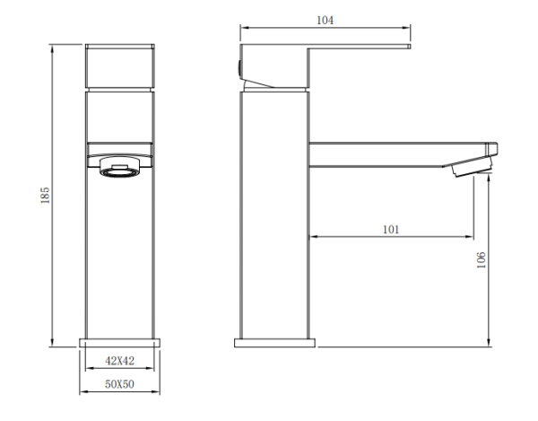 Смеситель для раковины/умывальника Olives Valdo VL13100 однорычажный, неповоротный, керамический, длина излива 101 мм, нержавеющая сталь, цвет сталь