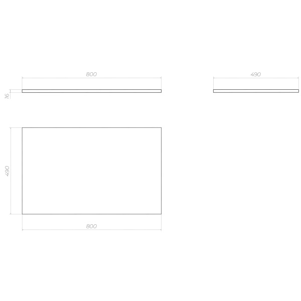 Столешница Vigo Urban 800 для стиральной машины/раковины, 80х1,6х49 см, ЛДСП, прямоугольная, цвет белый, для накладной раковины/умывальника/рукомойника для стиральной машины