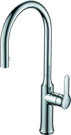 Смеситель для кухни/мойки Smart однорычажный, керамический, с высоким поворотным изливом, с вытяжной лейкой, латунь, цвет хром, SM134037AA