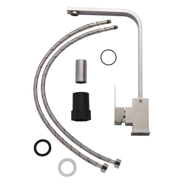 Смеситель для кухни/мойки AQUEDUC однорычажный, поворотный, высокий излив, керамический, длина 170 мм, высота 325 мм, нержавеющая сталь, цвет сталь 345710