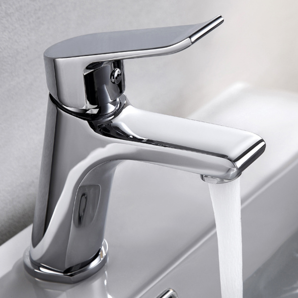 Смеситель для раковины/умывальника Olives PLAZA 16100PL однорычажный, неповоротный, керамический картридж, длина излива 110,7 мм, латунь, цвет хром 16100PL