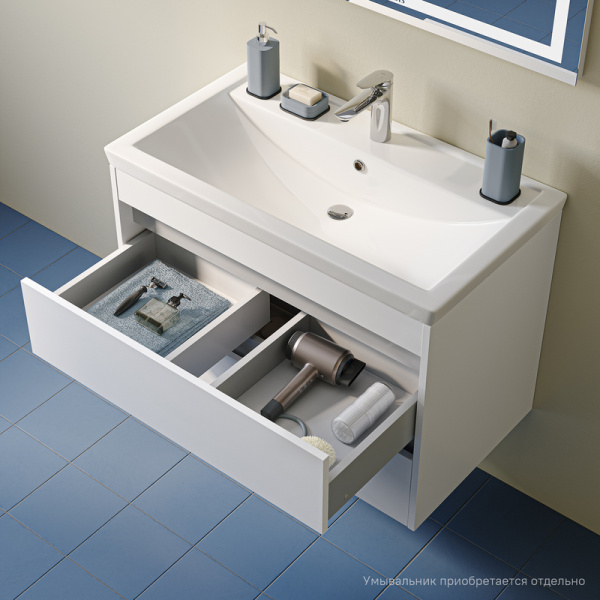 Тумба под раковину IDDIS Zodiac X, 784х441х542 мм, подвесная, 2 выдвижных ящика, ЛДСП, цвет белый, система плавного закрывания, прямоугольная, универсальная, в ванную комнату ZDX80W0i95