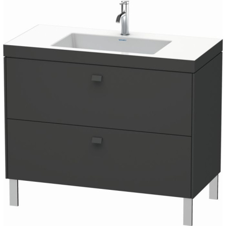 Тумба c раковиной Duravit Brioso, 100х48х70,1 см, напольная, 2 выдвижных ящика, ДСП, цвет: графит матовый /Vero Air, мебельная, прямоугольная, цвет белый, фарфоровая, без отверстия под смеситель, без перелива