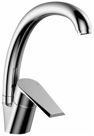 Смеситель для кухни/мойки Rossinka, однорычажный, керамический картридж, поворотный, высокий излив, длина излива 194 мм, латунь, цвет хром