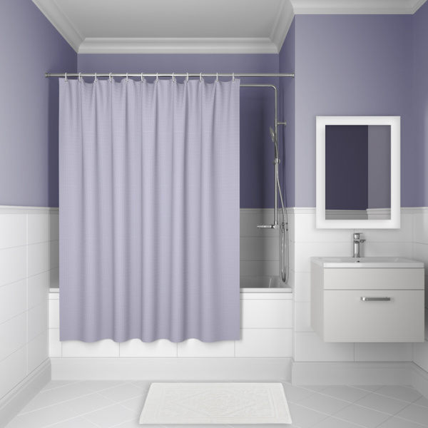 Шторка Iddis Decor полиэстер, цвет фиолетовый с рисунком «вафля», 2000x1800 мм покрытие водоотталкивающее D26P218i11