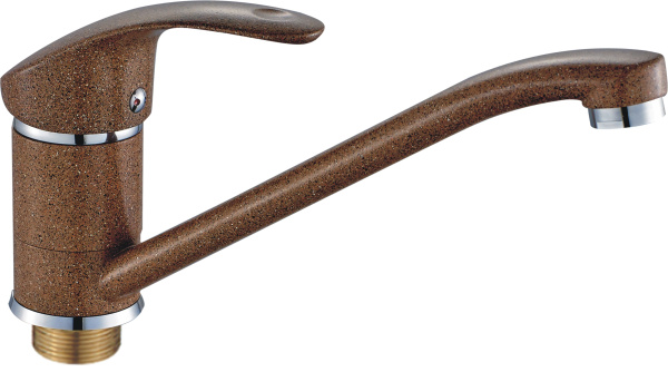 Смеситель для кухни/мойки HAIBA однозахватный, поворотный, латунный, с длинным изливом, длина 254 мм, латунь, цвет коричневый