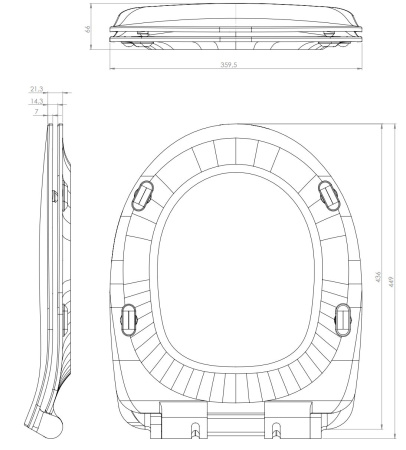 Крышка-Сиденье для унитаза Cersanit DELFI DPL EO slim 36х44,9х7 см, дюропласт (ультратонкое), цвет белый, плавное закрывание, петли хром, верхняя фиксация, с крышкой, (микролифт)