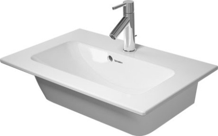 Раковина DURAVIT ME by Starck, WonderGliss 63х40х18 см, подвесная, прямоугольная, санфарфор, цвет белый шелковисто-матовый, с 1 отверстием под смеситель, антигрязевое покрытие, слив/перелив