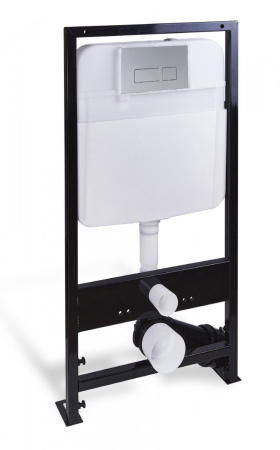 Инсталляция Logan с кнопкой смыва Space/хром матовый, (клавишей смыва, двойного слива), система для подвесного унитаза, со скрытым смывным бачком (бак), комплект, размеры рамы (каркас) 17х55х117 см, скрытая, в сборе