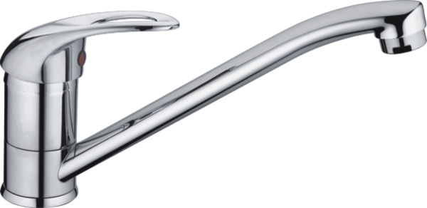 Смеситель для кухни/мойки HAIBA однозахватный, поворотный, латунный, с длинным изливом, длина 217 мм, латунь, цвет хром