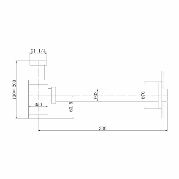 Сифон для умывальника ABBER BEQUEM бутылочный без выпуска, с накидной гайкой 1 1/4" DN32 круглый, латунь, сатин AF0030SP