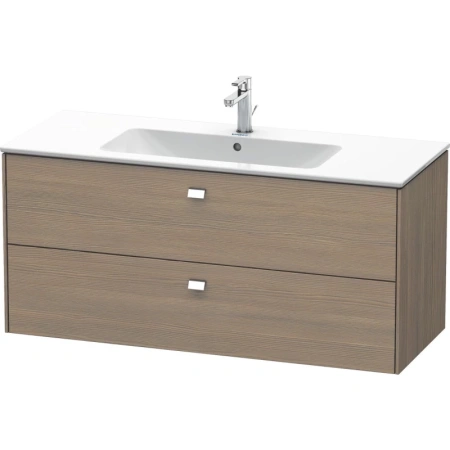 Тумба c раковиной Duravit Brioso, 120х48х70,1 см, напольная, 2 выдвижных ящика, ДСП, цвет: дуб терра/хром /Vero Air, мебельная, прямоугольная, цвет белый, фарфоровая, 1 отверстие под смеситель, без перелива