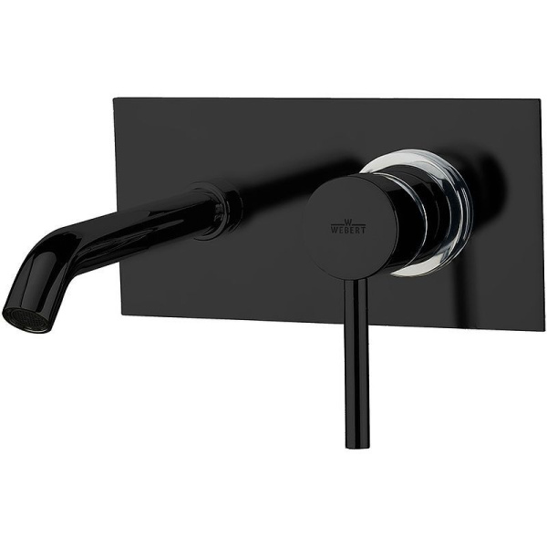 Смеситель для раковины Webert Elio однорычажный, настенный, неповоротный, длина 170 мм, латунь, цвет черный матовый