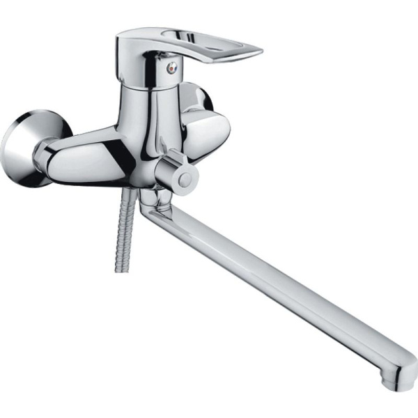 Смеситель для ванны/душа HAIBA CRON однозахватный, хромированный, настенный, излив длинный 300 мм, поворотный, силумин, цвет хром