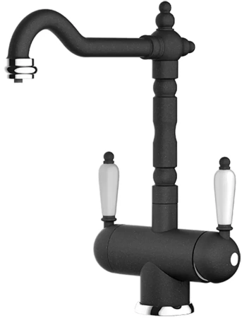 Смеситель для кухни/мойки Omoikiri Amagasaki-BL, с подключением фильтра для очистки воды, однорычажный, поворотный, керамический картридж, высокий, длина излива 215 мм, латунь, цвет черный