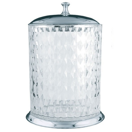 Ведро для мусора Boheme Puro, с крышкой, напольное, латунь/хрусталь, форма округлая, для туалета/ванной, цвет хром