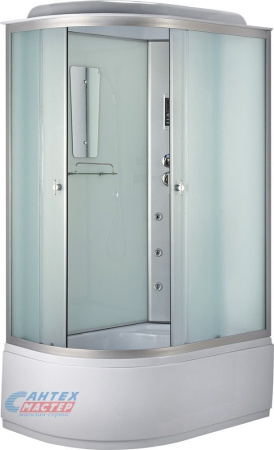 Душевая кабина 80х120х220 см Niagara Classic (правая) поддон высокий, ассиметричная, угловая, стекло матовое, с верхним душем, с гидромассажем, с сиденьем, электронная, смеситель, профиль хром матовый, прозрачное стекло, белая, закрытая