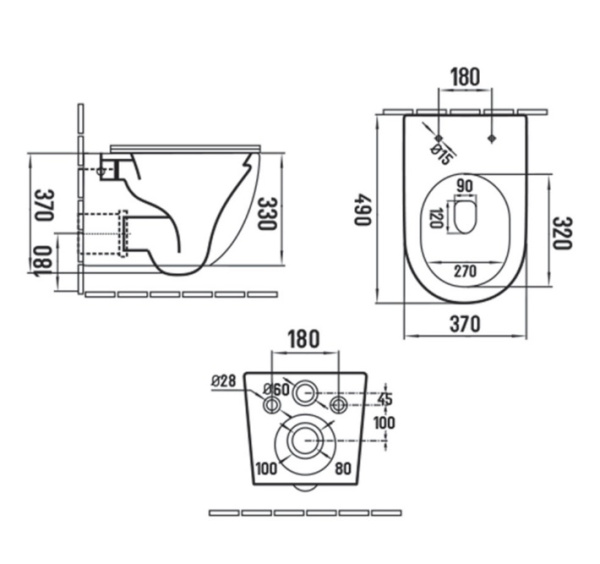 Унитаз подвесной Vincea Globo 490x370x370 мм безободковый, цвет антрацит матовый, фарфор, овальный, горизонтальный выпуск (в стену), для инсталляции/скрытого бачка, антивсплеск, ультратонкое сиденье soft-close