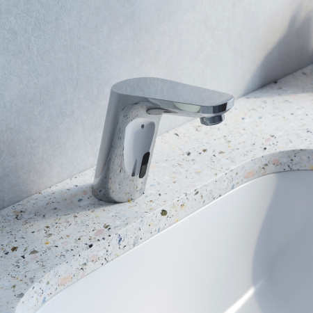 Смеситель для раковины/умывальника IDDIS Pulse, сенсорный, неповоротный, керамический картридж, работает от сети (АС), длина излива 178 мм, латунь, цвет хром