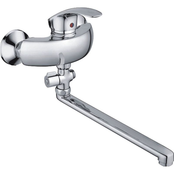 Смеситель для ванны/душа HAIBA CRON однозахватный, хромированный, настенный, излив длинный 329 мм, поворотный, силумин, цвет хром