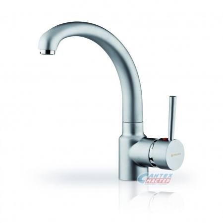 Смеситель для кухни/мойки Pyramis Armonica однорычажный, керамический, с поворотным изливом, длина 201 мм, латунь, цвет сатин, кухонный, вертикальный, кран, комплект, сантехника, водопроводные, размер, характеристики, высота, расстояние, длина