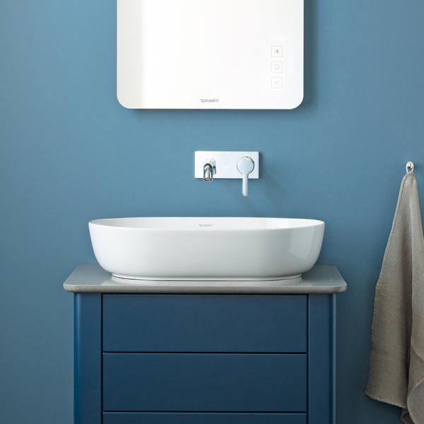 Раковина DURAVIT Luv WonderGliss 50х35х14 см, накладная, овальная, санфарфор, цвет белый глянцевый/белый матовый, без отверстия/площадки под смеситель, антигрязевое покрытие