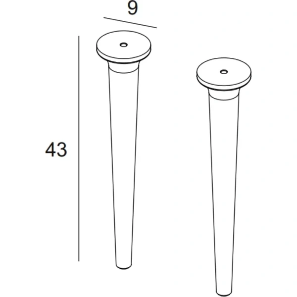 Ножки Cezares Idra для тумбы и пенала, 2 шт. размер 9х9х43 см дерево, цвет дуб табачный (Rovere Tabacco)