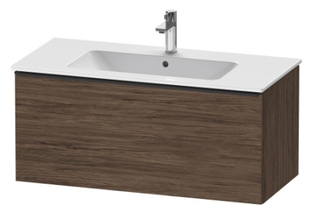 Тумба под раковину Duravit D-Neo, 121х46,2х44 см, подвесная, 1 выдвижной ящик, ДСП, цвет: орех темный, шкафчик навесной, прямоугольная, правая/левая, в ванную комнату