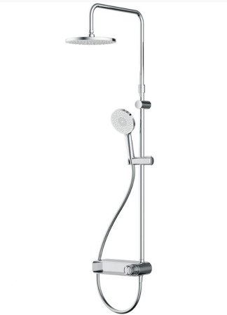 Душевая система AM.PM X-Joy, высота 1460 мм, цвет хром, комплект: однорычажный смеситель/тропический душ (с верхней лейкой)/стойка/лейка/шланг, наружного монтажа