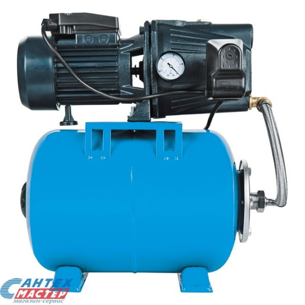 Насосная станция Unipump AUTO JSW 55-50, 4.2 м³/ч, напор - 40 м, 1.0 кВт, (220 В) гидроаккумулятор 50 л, давление 6 бар, глубина всасывания 8 м, автоматическая, для подачи чистой воды, водоснабжения частного дома, дачи, полива, из колодца