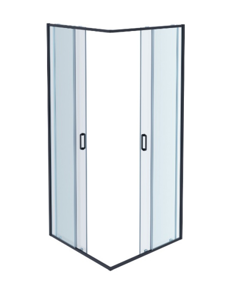 Душевой уголок Aquatek квадратный 80х80 см, двери раздвижные, стекло прозрачное, профиль алюминиевый черный, напольный/на поддон, угловой, стекло закаленное, (без сифона) без крыши