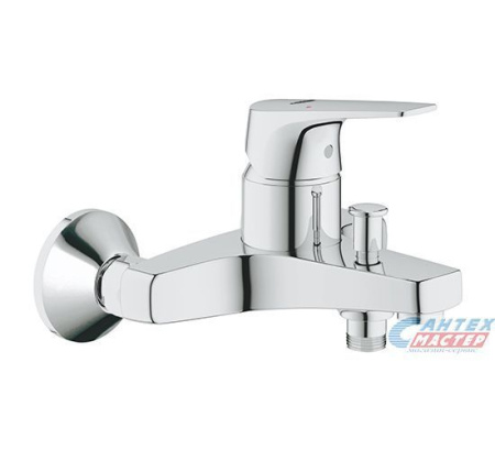 Смеситель для ванны/душа Grohe BauFlow однорычажный, керамический, настенный, излив фиксированный 167 мм, латунь, цвет хром, короткий, универсальный, рычажный