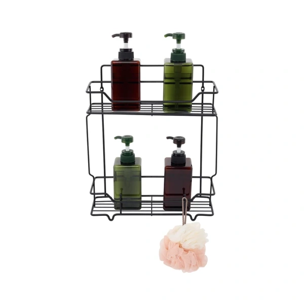 Полка двухъярусная Milardo Grid прямая, 300х363 мм проволока стальная, цвет черный матовый GRICS2BM44