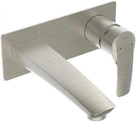 Смеситель для раковины/умывальника IDDIS Ray, настенный, однорычажный, неповоротный, керамический картридж, длина излива 18,6 мм, латунь, цвет сатин