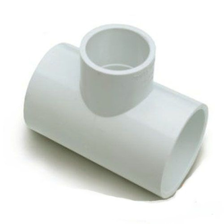 Тройник клеевой ПВХ GENOVA 1"х1"х1/2" (КВ-КВ-КВ), переходной (цвет белый), прямой, фитинг для соединения труб холодной воды до 60 *С