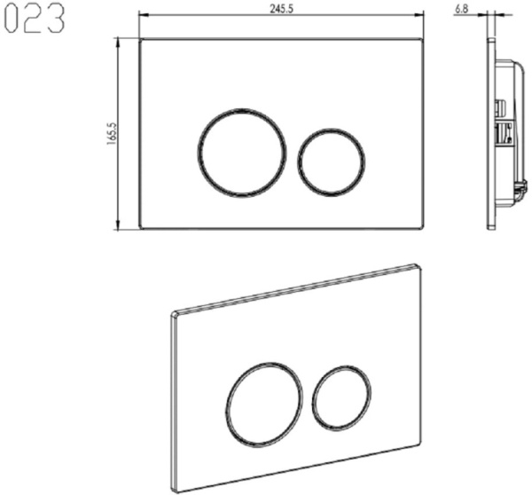 Кнопка смыва Aquatek KDI-0000036 прямоугольная, цвет хром, нержавеющая сталь, клавиша управления (клавиши круглые) для сливного бачка, инсталляции унитаза, двойная, механическая, панель, универсальная, размер 245,5х165,5х6,8 мм
