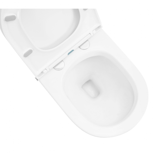 Унитаз подвесной ABBER Bequem 580х360х380 мм цвет белый, горизонтальный (прямой) выпуск, импульсный смыв, система антивсплеск, безободковый, с сиденьем микролифт, дюропласт, под скрытый бачок AC1108P