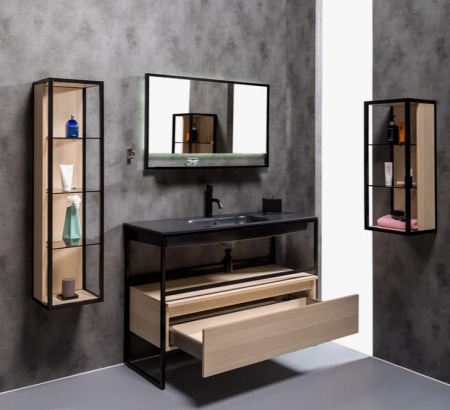 Ящик под консоль Armadi Art Loft 120 light wood 1 полка, 120х48х29 см, навесной, цвет дуб светлый, 1 выдвижной ящик, подходит для консоли Armadi Art Lof 120, шкаф/шкафчик подвесной, доводчик, прямоугольный