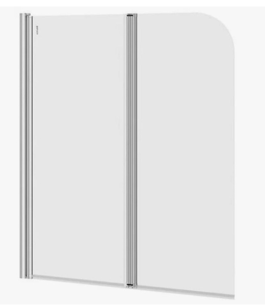 Шторка для ванн Cersanit EASY двойной 140х115 см, стекло прозрачное, профиль хром, две секции, распашная дверь, плоская/ панель