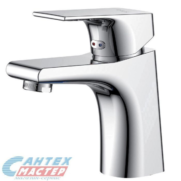 Смеситель для раковины D&K Hertz Rhein однорычажный, излив короткий, длина 102 мм, керамический, латунь, цвет хром, без донного клапана