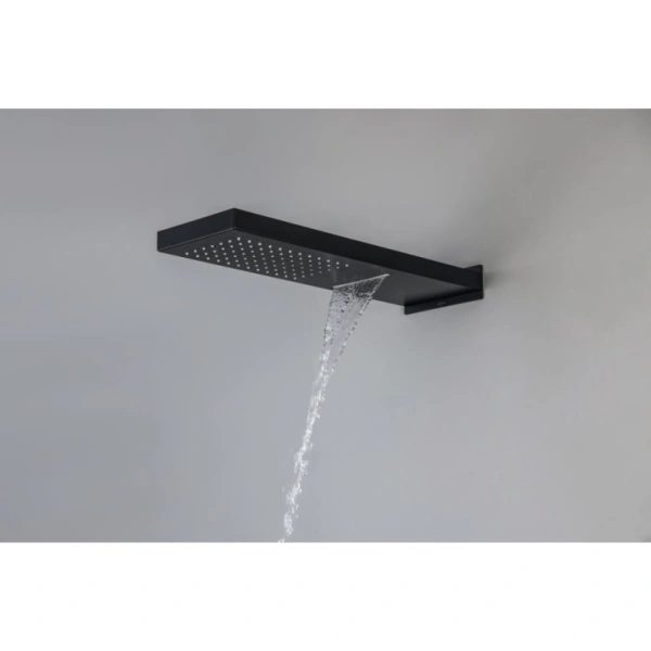 Верхний душ Aquatek AQ2085MB прямоугольный, 2 режима, размер 550х170 мм, нержавеющая сталь, цвет матовый черный, для душа/ванной, на стену
