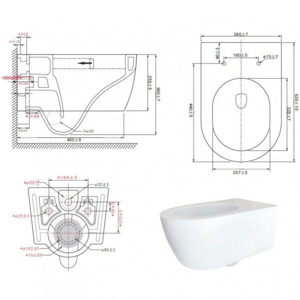 Унитаз подвесной AZARIO Nemi AZ-1293WH безободковый, с микролифтом, глянцевый белый